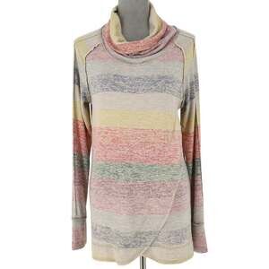 Chelsea and Theodore Sweater Womens Medium Pastel Slub Knit Thumbholes Coastal